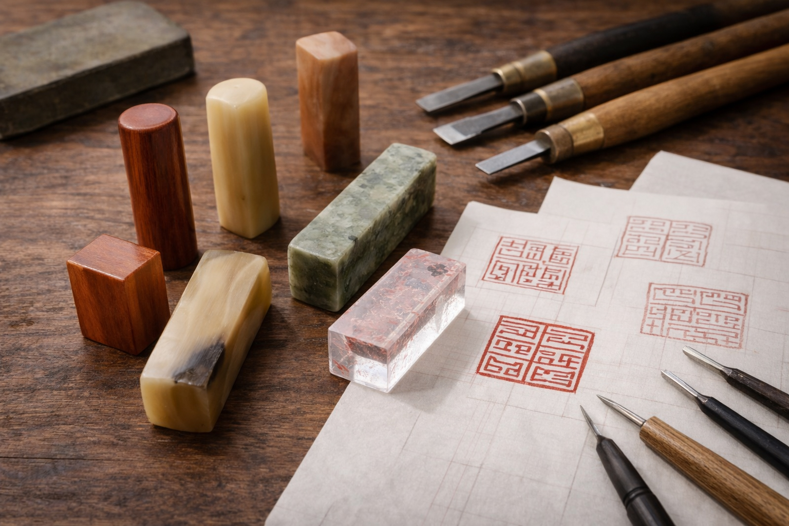 未彫り印材と道具